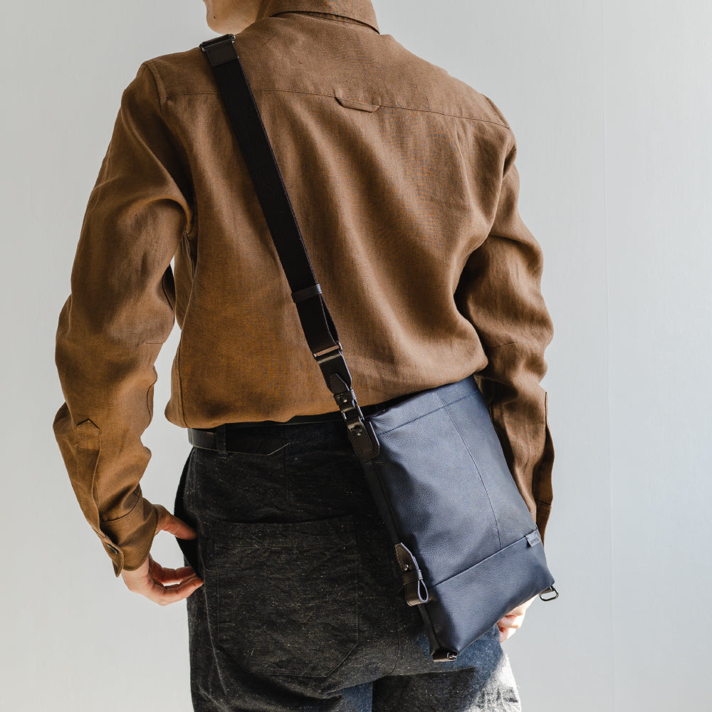 【NEW】Re:Style レザーショルダー　ネイビー
