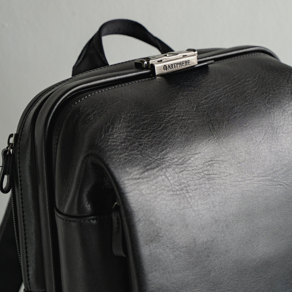 [NEW] Tondo Leather Dulles Backpack Black