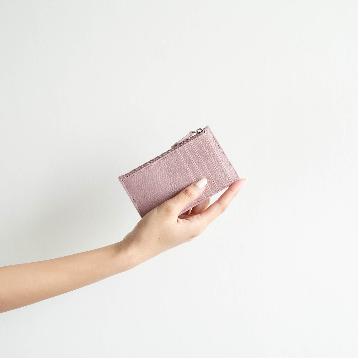 [SALE] palm zippered card case pink